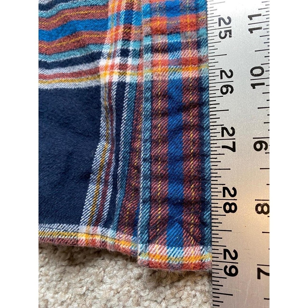 Lands End Men Shirt Large Plaid Navy BLue Long Sleeve Flannel 16-16 1/2 SKU12 - Picture 5 of 6